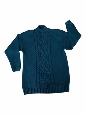 VTG Red Camel Sweater Juniors Size L Blue Knit Mock Neck Shoulder Pads 80’s 90’s